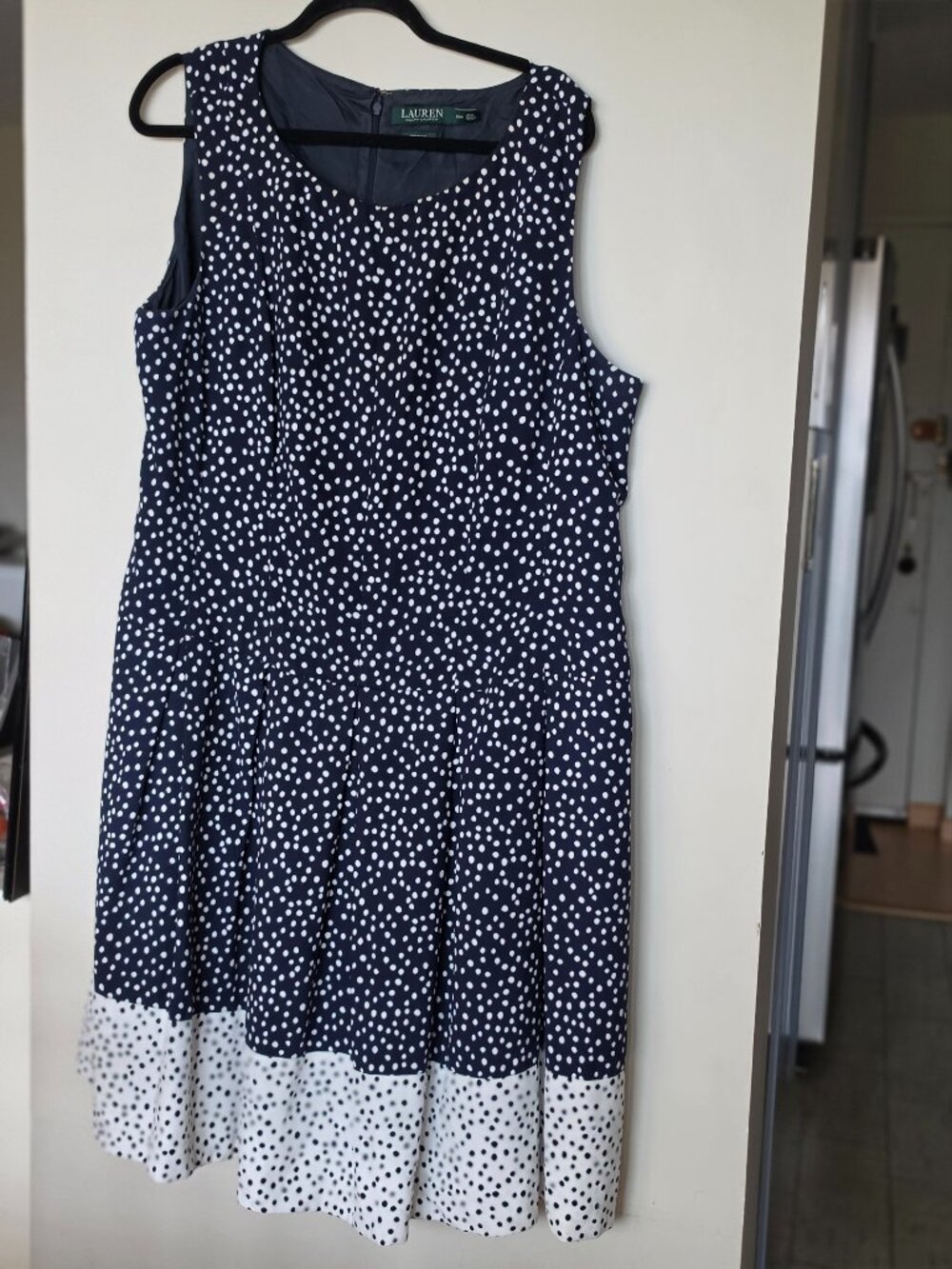 Lauren Ralph Lauren Polka Dot Inverted Border Pleated Fit & Flare Dress